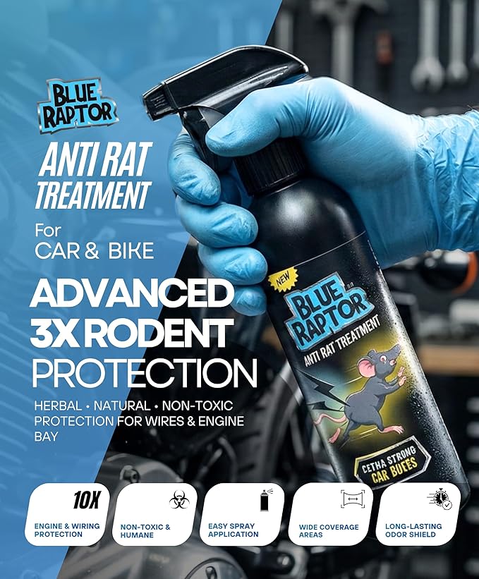 BlueRaptor™ Rat Repellent Spray (Pack of 2) – 100% Natural No Killing Rat Protection for Home, Car&Bike|🐀🚫✨
