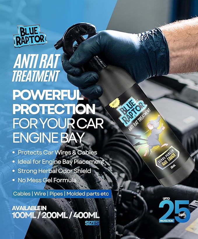 BlueRaptor™ Rat Repellent Spray (Pack of 2) – 100% Natural No Killing Rat Protection for Home, Car&Bike|🐀🚫✨